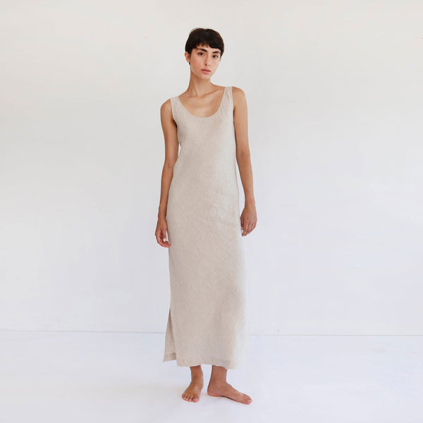 LONG SLIP DRESS, SAND