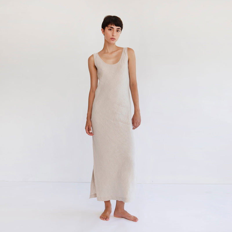 LONG SLIP DRESS, SAND