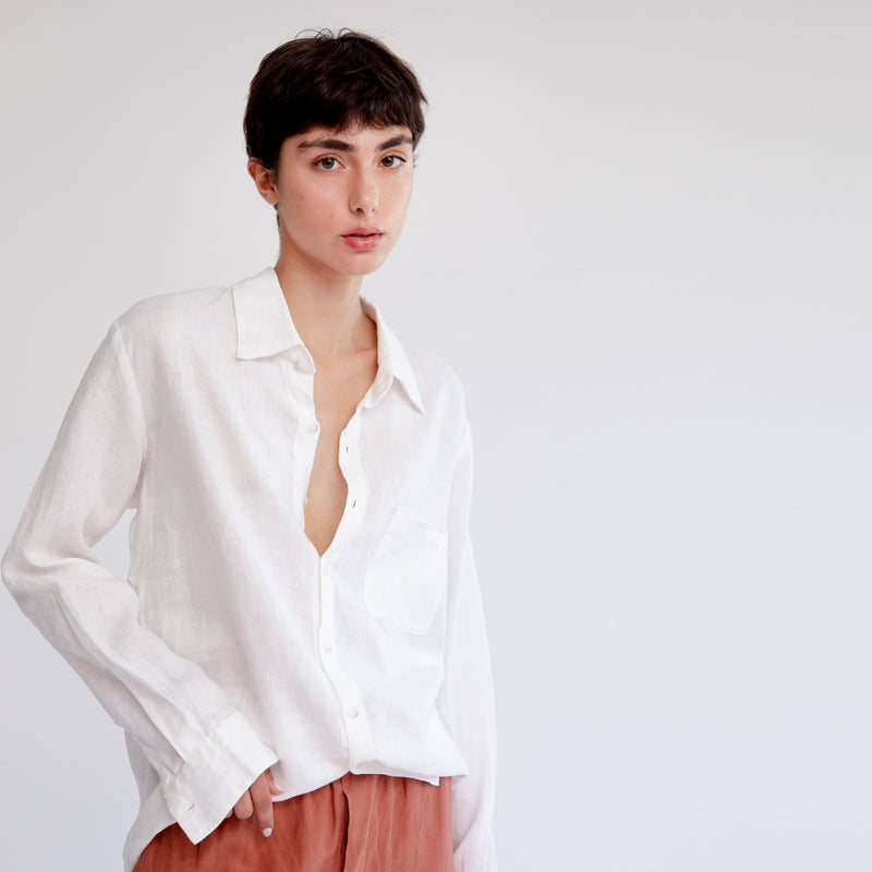 LINEN SHIRT, WHITE