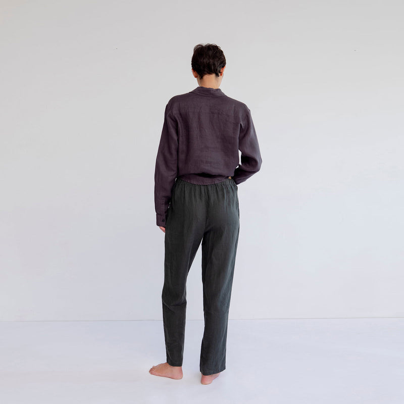 LINEN PANTS, DARK GREEN