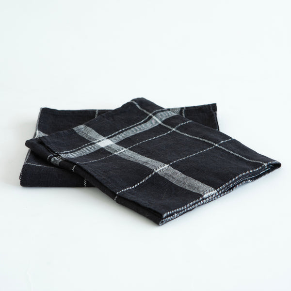 CHECK TEA TOWEL, BLACK