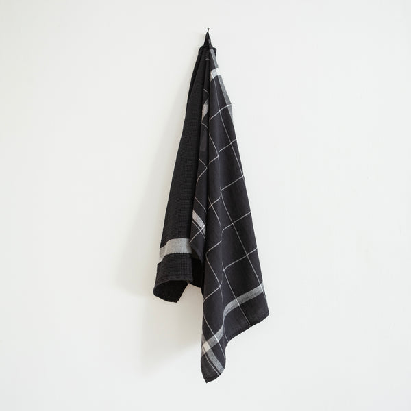 CHECK TEA TOWEL, BLACK