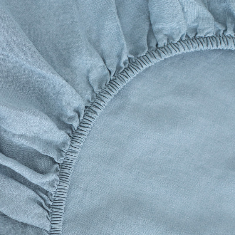 100% WASHED LINEN SET, ASH BLUE