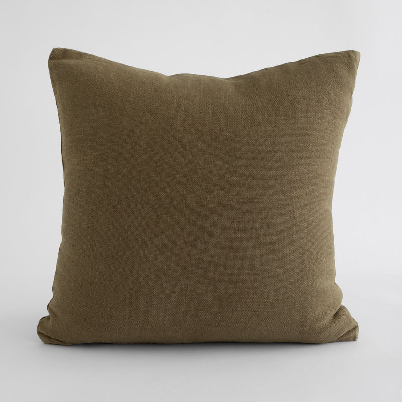 HEAVYWEIGHT LINEN DECO PILLOWS, DARK OLIVE