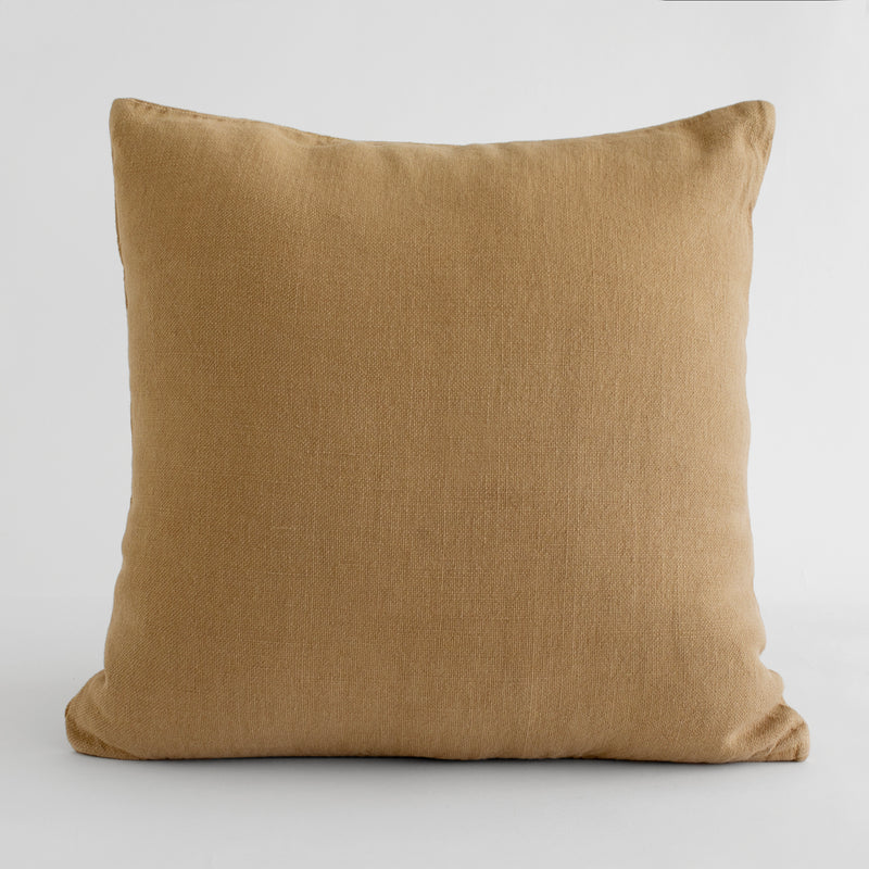 HEAVYWEIGHT LINEN DECO PILLOWS, OCHRE