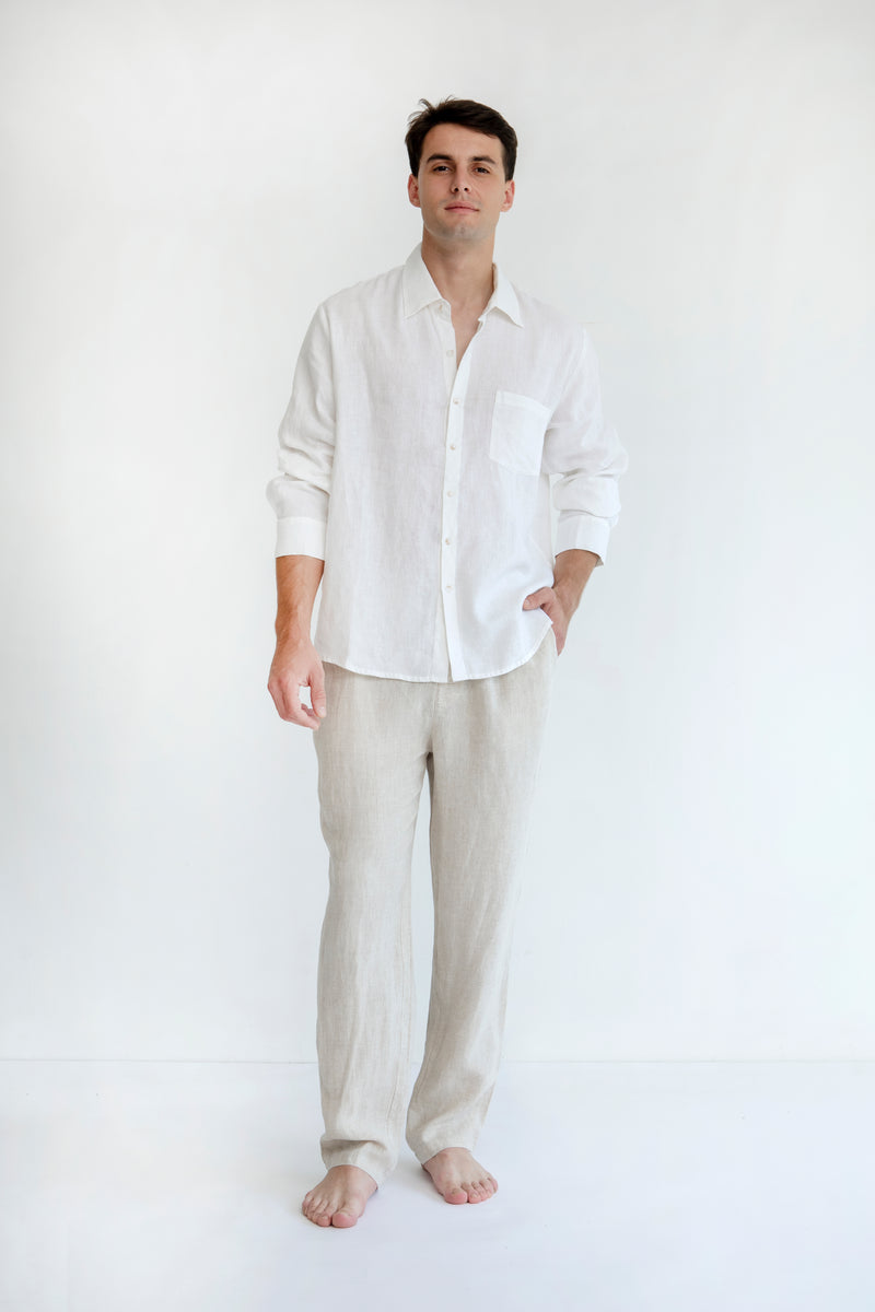 LINEN SHIRT, WHITE