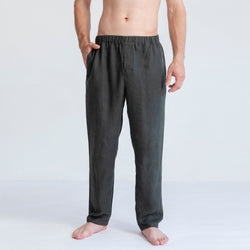 LINEN PANTS, DARK GREEN