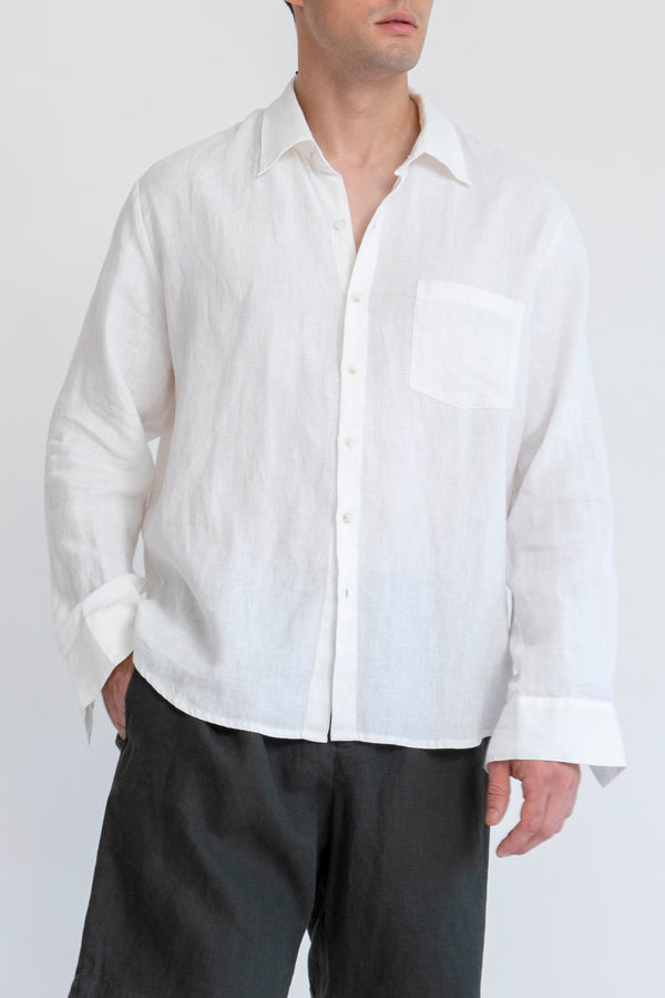 LINEN SHIRT, WHITE