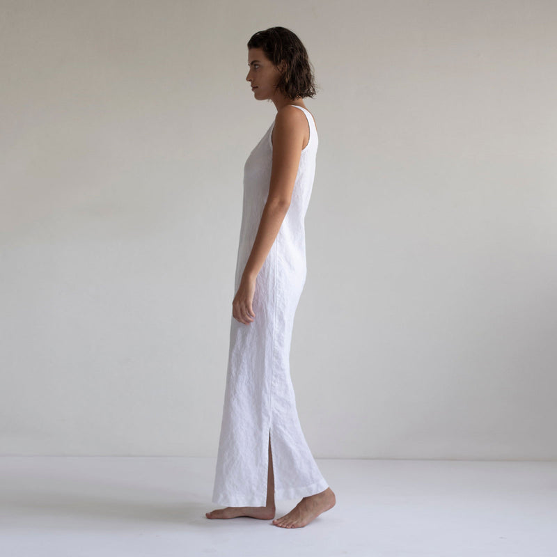 LONG SLIP DRESS, WHITE