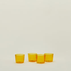 SET OF 4 GLASS CUPS, AMBER