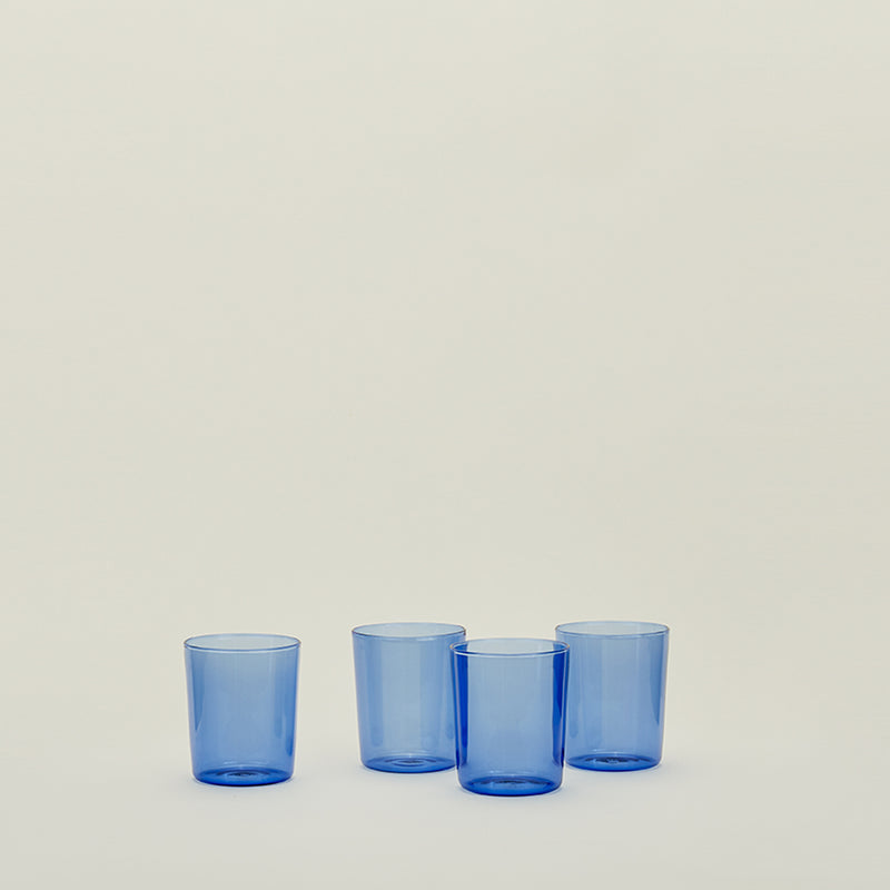 SET OF 4 GLASS CUPS, BLUE