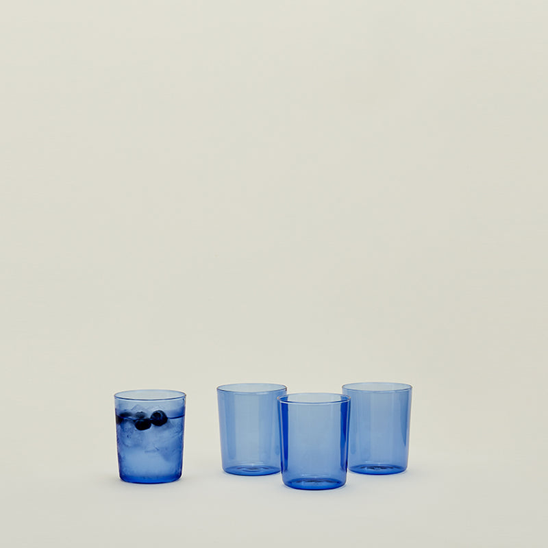 SET OF 4 GLASS CUPS, BLUE