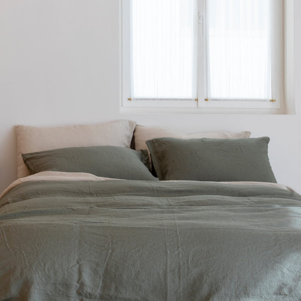 LINEN DUVET COVER, OLIVE